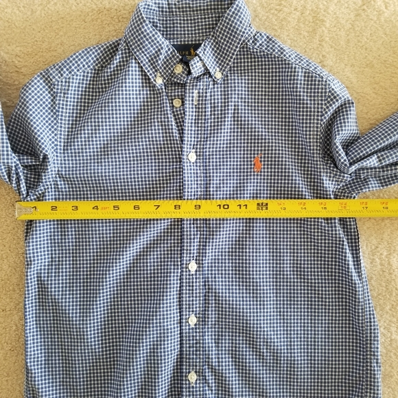 Polo Ralph Lauren Blue Gingham Button Down Shirt Size 10/12 - Picture 9 of 10